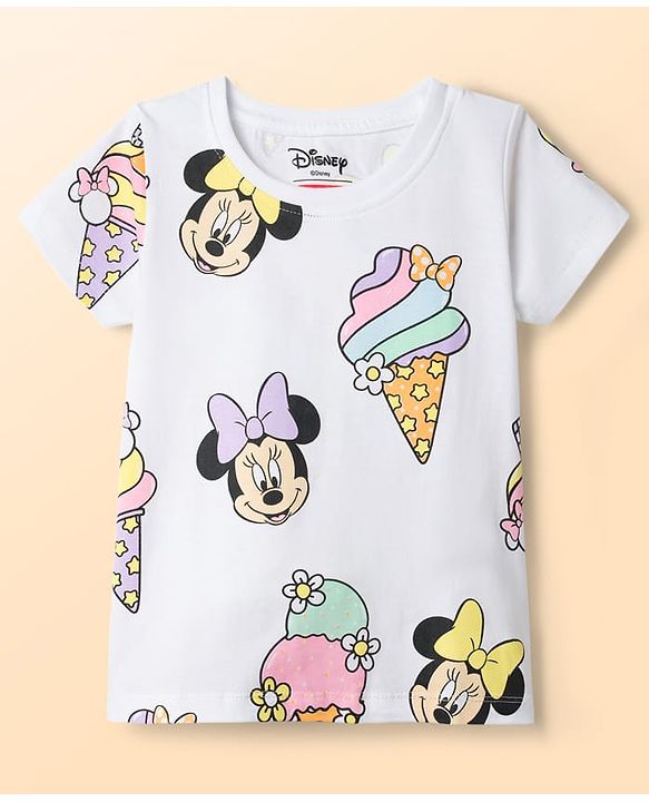 Babyhug Disney Single Jersey Knit Half Sleeves T-Shirts With Minnie & Friends Graphics Pack of 2 - Multicolor