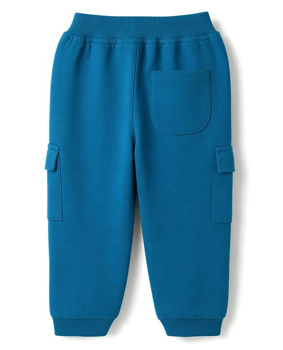 Babyhug Cotton Terry Knit Jogger Fit Lounge Pant With Puppy Patch In Blue