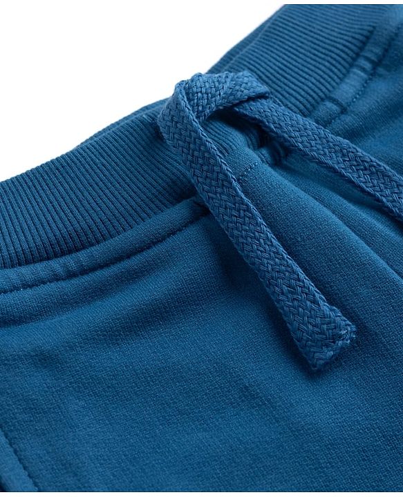 Babyhug Cotton Terry Knit Jogger Fit Lounge Pant With Puppy Patch In Blue