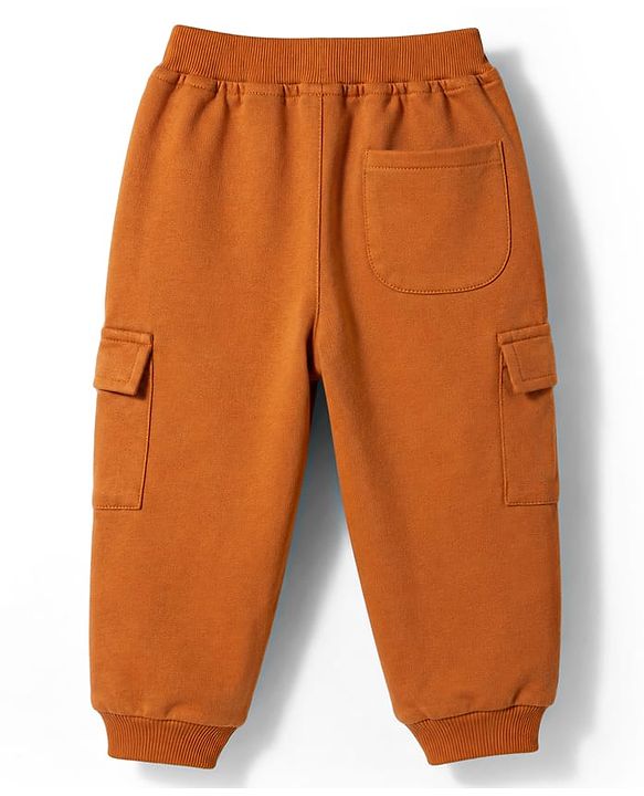 Babyhug Cotton Terry Knit Solid Lounge Pant With Pockets - Maroon