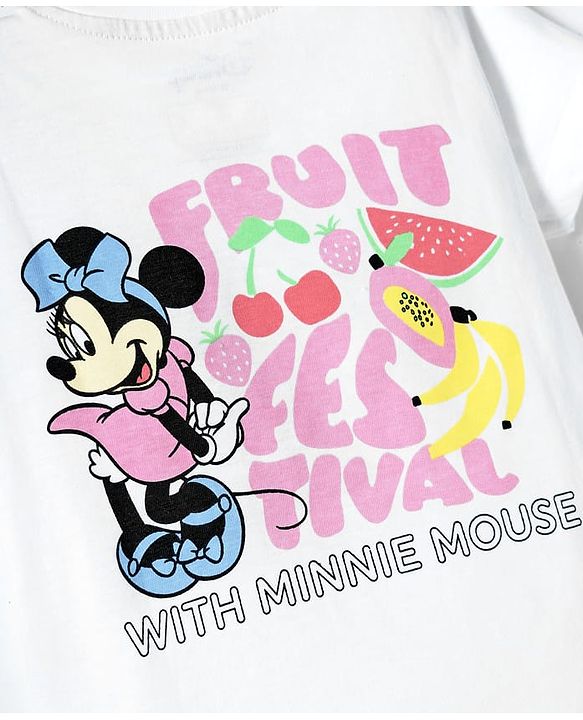 Babyhug Disney Single Jersey Knit Half Sleeves T-Shirt & Shorts Set With Minnie Mouse Graphics - Multicolor
