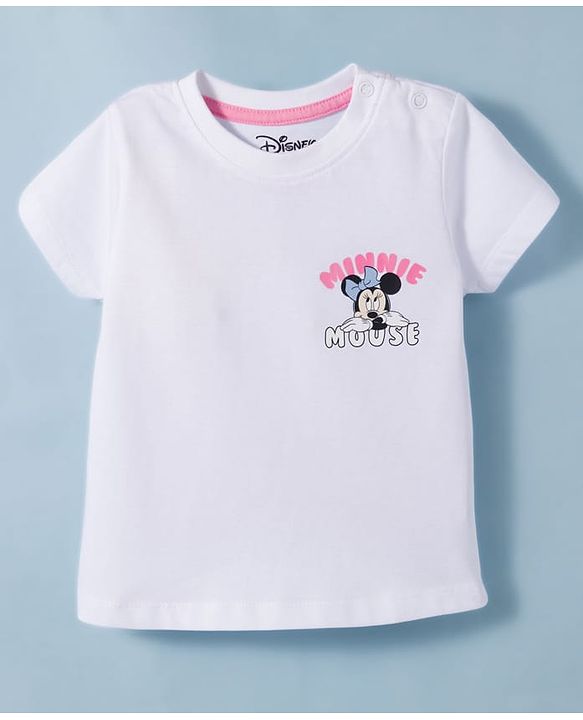 Babyhug Disney Single Jersey Knit Half Sleeves T-Shirt & Shorts Set With Minnie Mouse Graphics - Multicolor