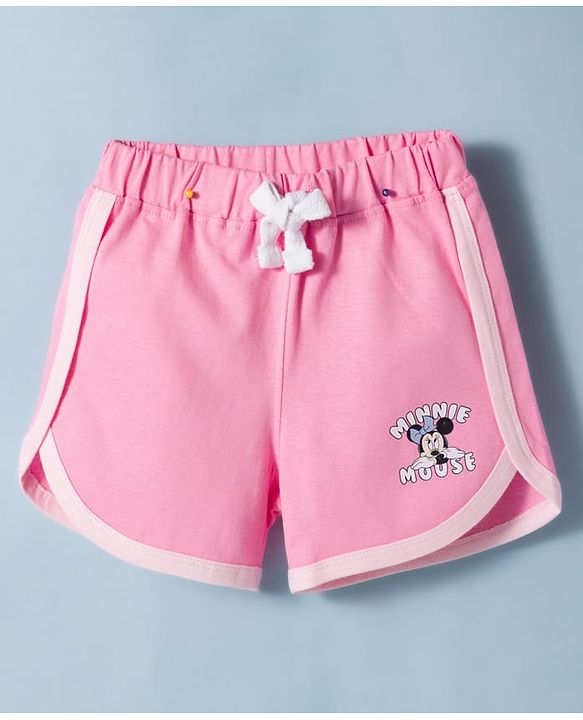 Babyhug Disney Single Jersey Knit Half Sleeves T-Shirt & Shorts Set With Minnie Mouse Graphics - Multicolor