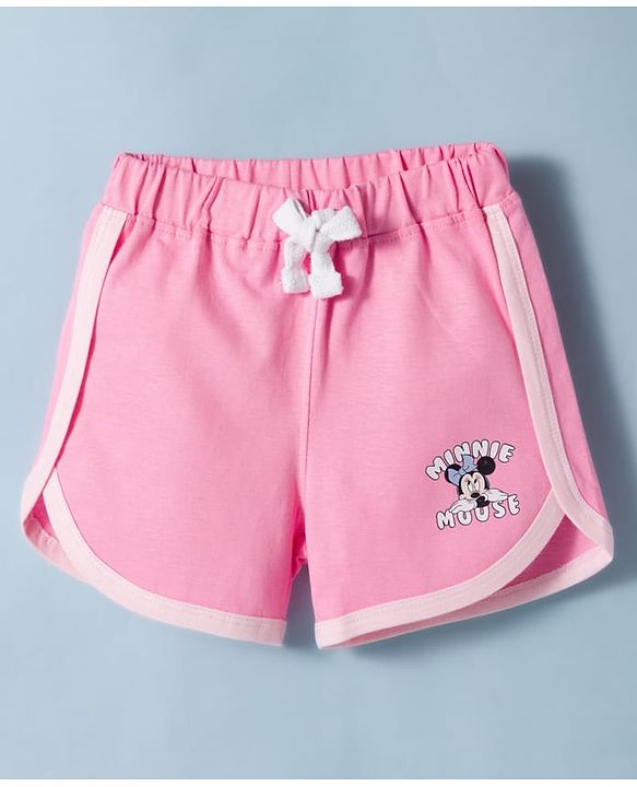 Babyhug Disney Single Jersey Knit Half Sleeves T-Shirt & Shorts Set With Minnie Mouse Graphics - Multicolor