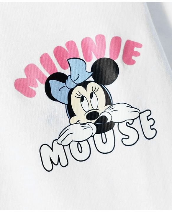 Babyhug Disney Single Jersey Knit Half Sleeves T-Shirt & Shorts Set With Minnie Mouse Graphics - Multicolor