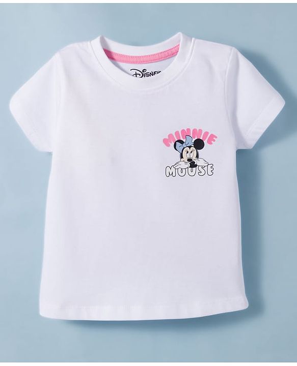 Babyhug Disney Single Jersey Knit Half Sleeves T-Shirt & Shorts Set With Minnie Mouse Graphics - Multicolor