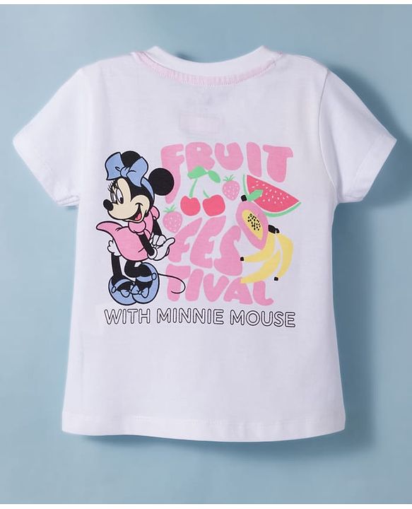 Babyhug Disney Single Jersey Knit Half Sleeves T-Shirt & Shorts Set With Minnie Mouse Graphics - Multicolor