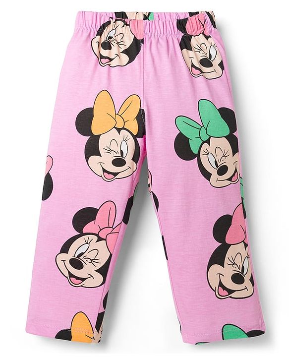 Babyhug Disney Single Jersey Knit Full Sleeves Shirt & Pyjama Co-ord Night Suit With Minnie Mouse Print - Pink