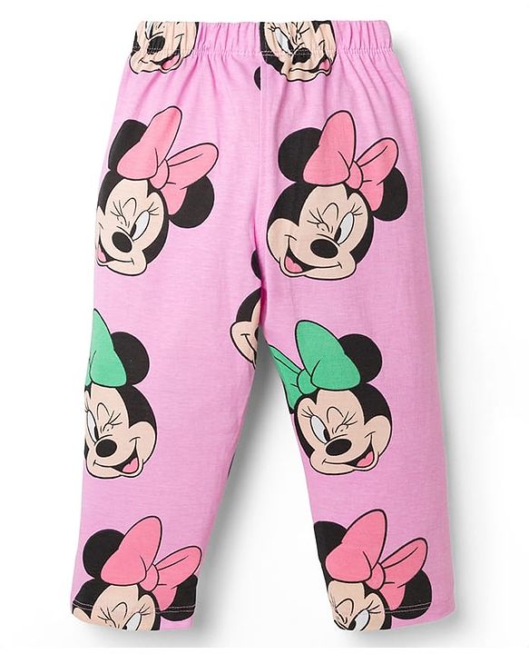 Babyhug Disney Single Jersey Knit Full Sleeves Shirt & Pyjama Co-ord Night Suit With Minnie Mouse Print - Pink