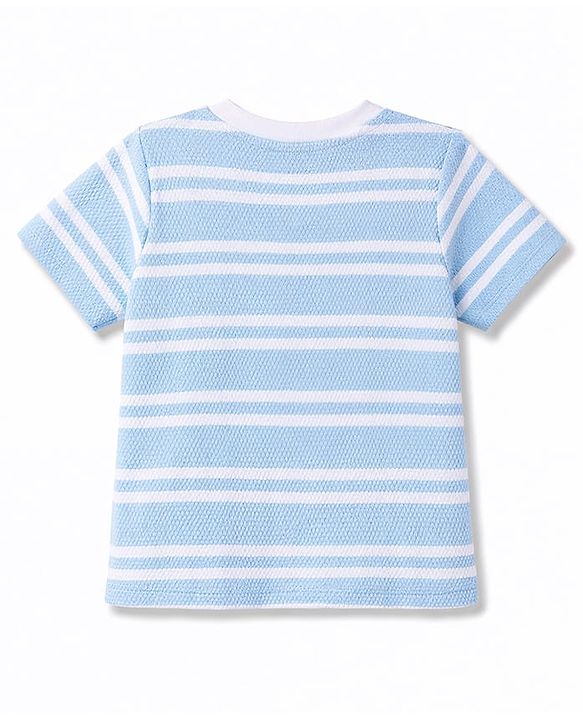 Babyhug Cotton Knit T-Shirts Half Sleeves Striped Structured with Graphics Multi Color 12-18 Months