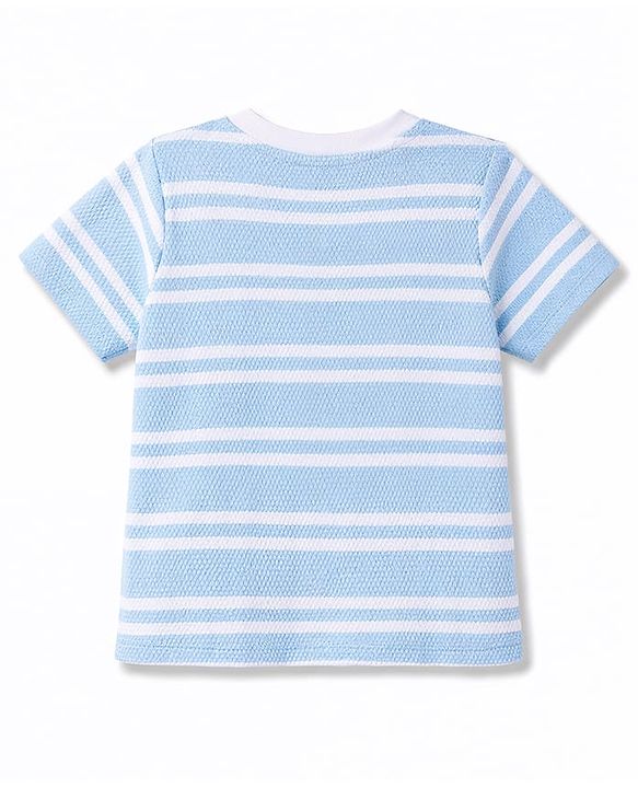 Babyhug Cotton Knit T-Shirts Half Sleeves Striped Structured with Graphics Multi Color 12-18 Months