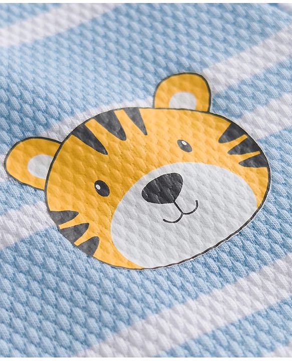 Babyhug Cotton Knit T-Shirts Half Sleeves Striped Structured with Graphics Multi Color 12-18 Months
