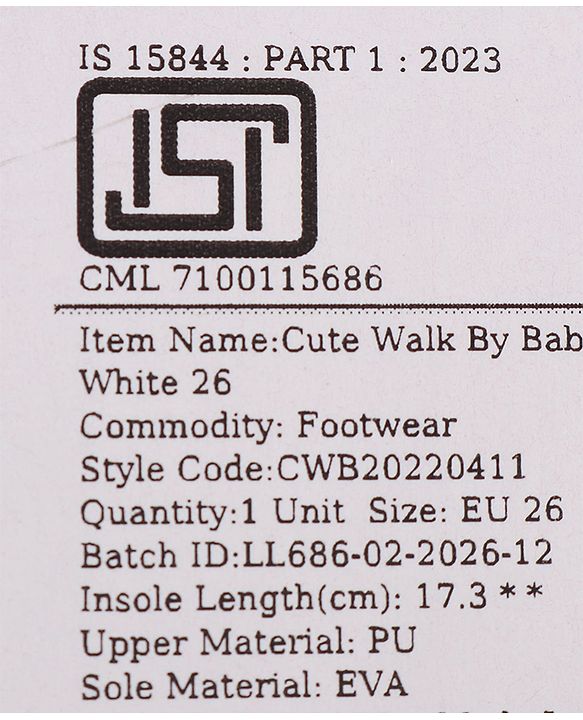 Cute Walk by Babyhug Velcro Closure Solid Sneaker Shoes - White