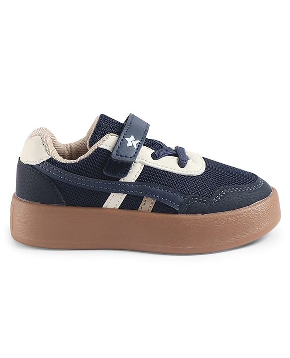 Cute Walk by Babyhug Velcro Closure Solid Sneaker Shoes - Navy Blue