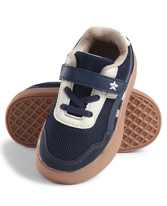 Cute Walk by Babyhug Velcro Closure Solid Sneaker Shoes - Navy Blue