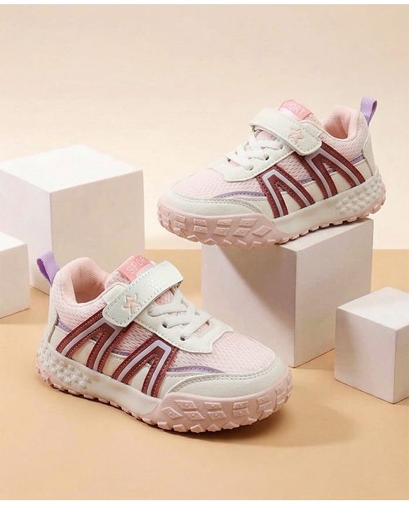 Cute Walk by Babyhug Velcro Closure Solid Sneaker Shoes - Pink
