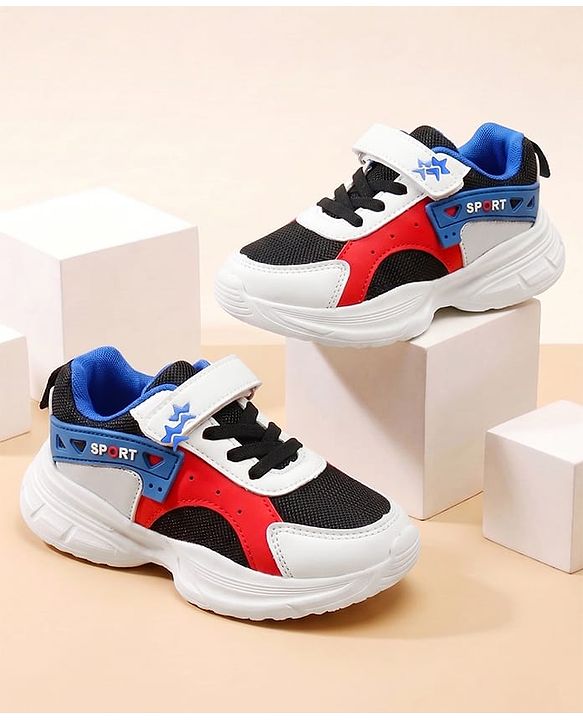 Cute Walk by Babyhug Velcro Closure Glitter Printed Sneaker Shoes - Black