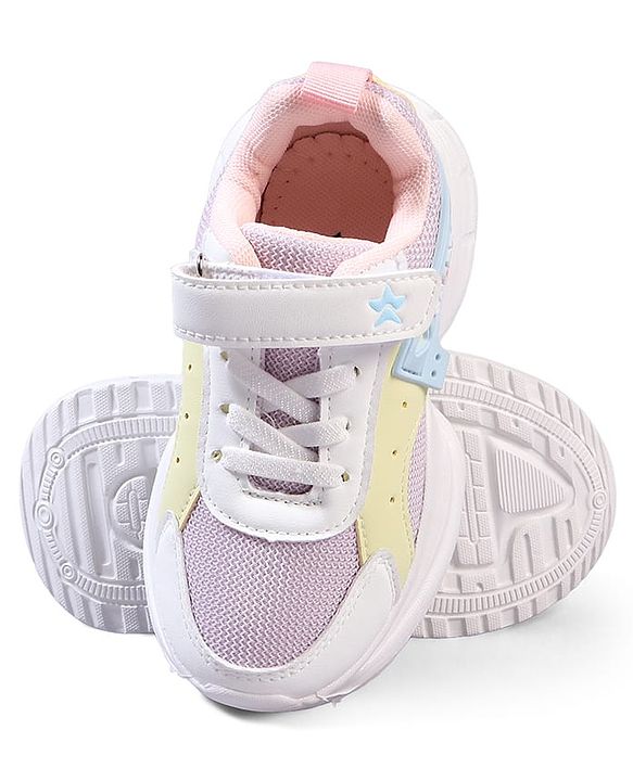 Cute Walk by Babyhug Velcro Closure Glitter Printed Sneaker Shoes - Black