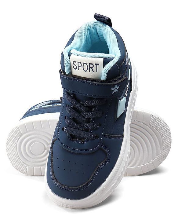 Cute Walk by Babyhug Velcro Closure Solid Sneaker Shoes - Navy Blue
