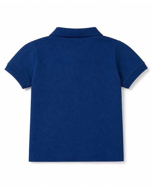 Babyhug 100% Cotton Knit Solid Colored Half Sleeves Polo T-Shirt - Navy Blue