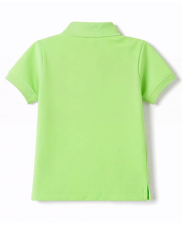 Babyhug 100% Cotton Knit Half Sleeves Solid Polo T-Shirt - Light Green
