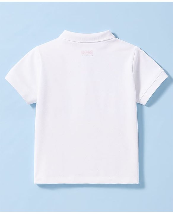 Babyhug 100% Cotton Knit Half Sleeves Solid Polo T-Shirt - White