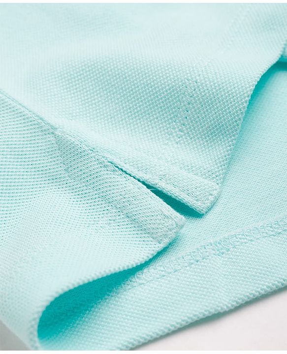 Babyhug 100% Cotton Knit Half Sleeves Solid Polo T-Shirt - Light Blue
