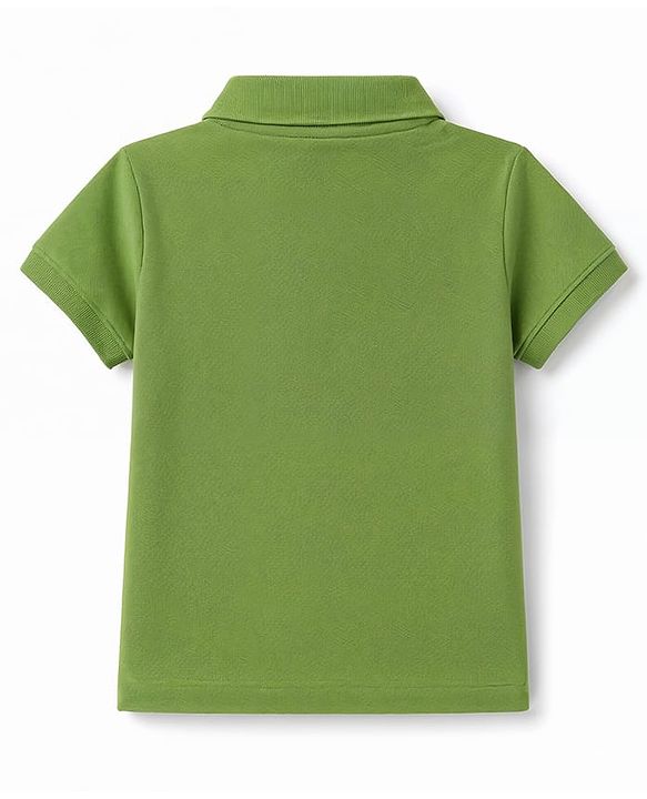 Babyhug 100% Cotton Knit Polo T-Shirt With Half Sleeves - Green