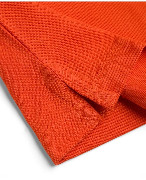 Babyhug 100% Cotton Knit Half Sleeves Solid Polo T-Shirt - Orange