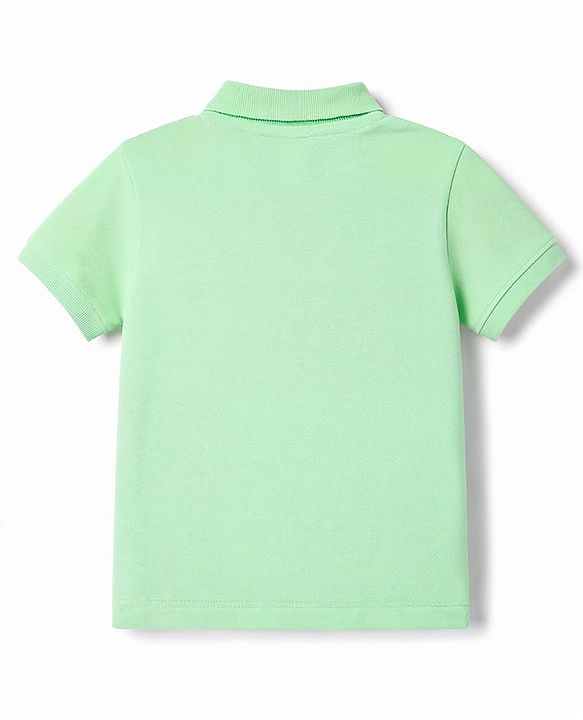 Babyhug 100% Cotton Knit Half Sleeves Solid Polo T-Shirt - Light Green
