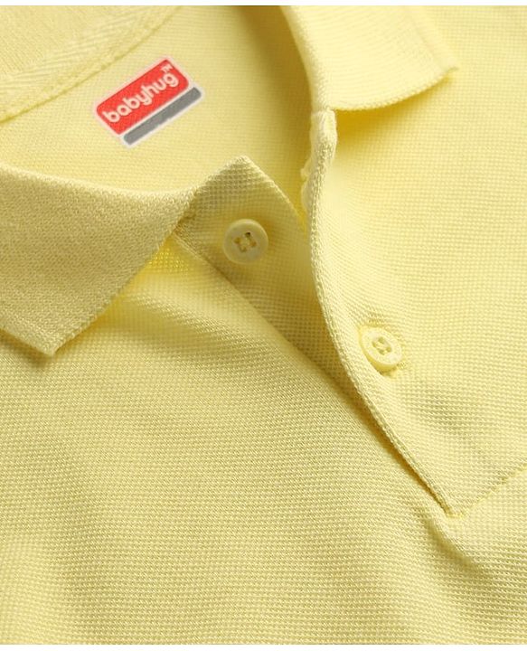 Babyhug 100% Cotton Knit Half Sleeves Solid Polo T-Shirt - Yellow