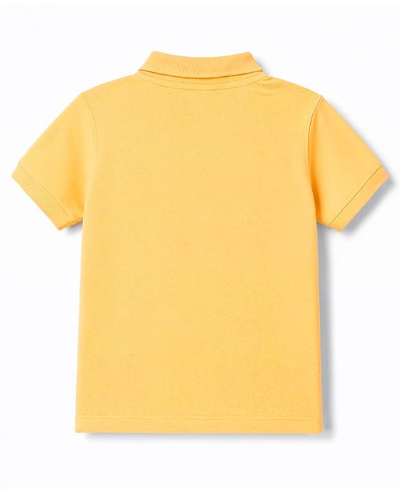 Babyhug 100% Cotton Knit Solid Color Half Sleeves Polo T-Shirt - Yellow