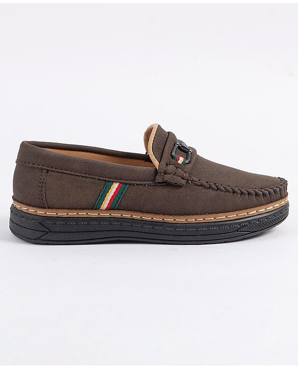 Pine Kids Slip On Formal & Party Wear Loafers With Applique -Dark Brown