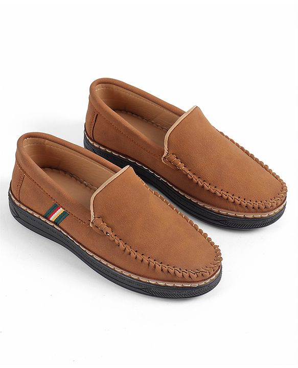 Pine Kids Slip On Solid Formal & Party Wear Loafers - Tan