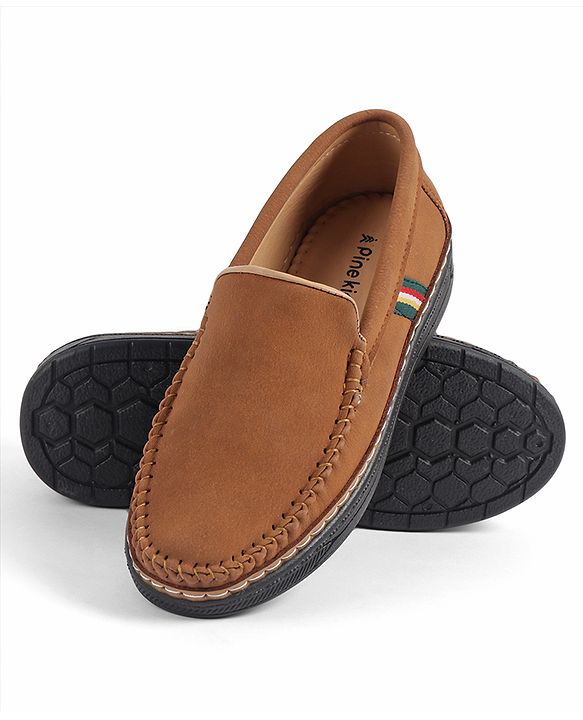 Pine Kids Slip On Solid Formal & Party Wear Loafers - Tan