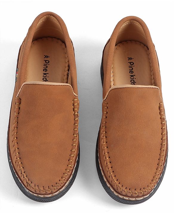 Pine Kids Slip On Solid Formal & Party Wear Loafers - Tan
