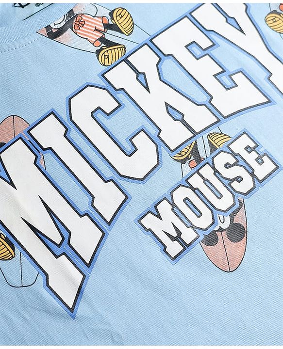 Pine Kids Disney Single Jersey Knit Half sleeves T-shirts & Shorts Night Suit With Mickey Mouse Print - Light Blue