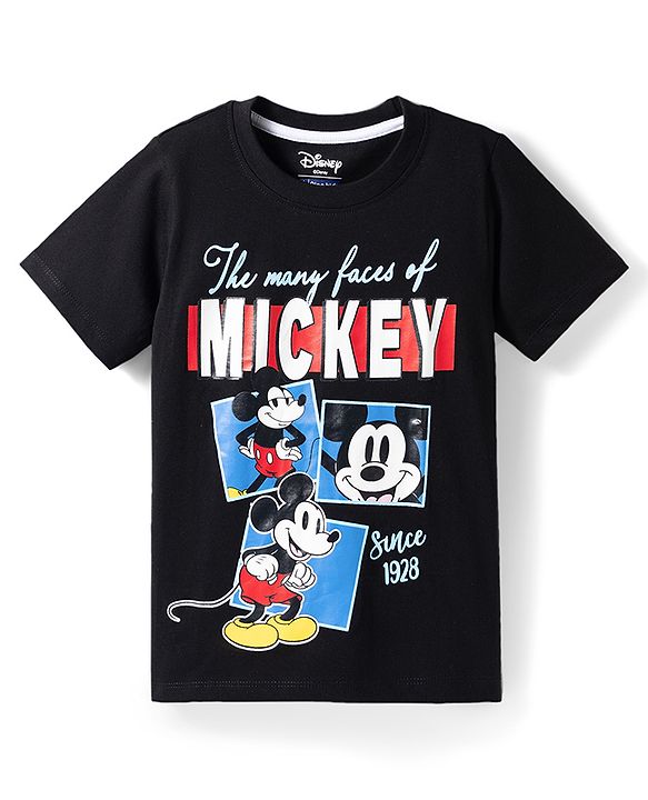 Pine Kids Disney Single Jersey Knit Half Sleeves T-Shirt & Pyjama Night Suit with Mickey Mouse Graphics - Multicolor