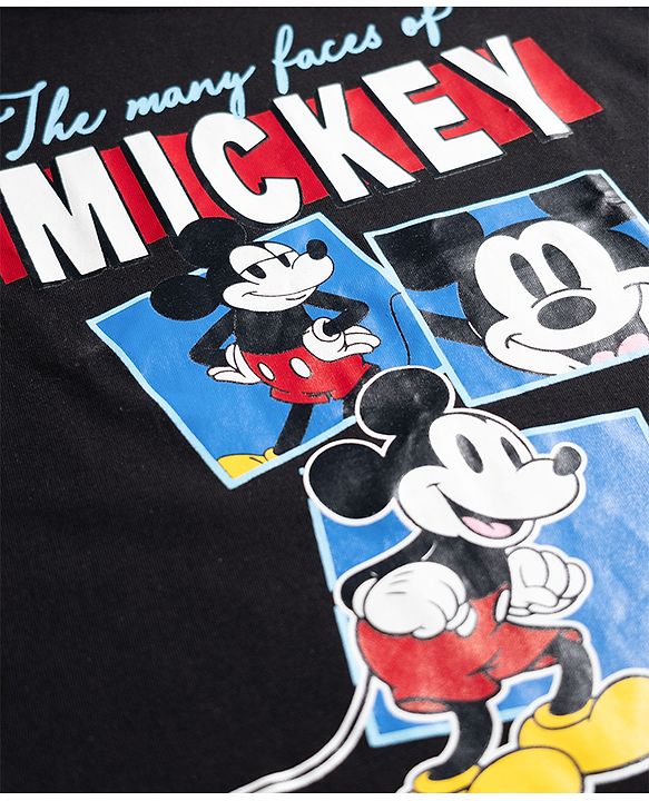 Pine Kids Disney Single Jersey Knit Half Sleeves T-Shirt & Pyjama Night Suit with Mickey Mouse Graphics - Multicolor