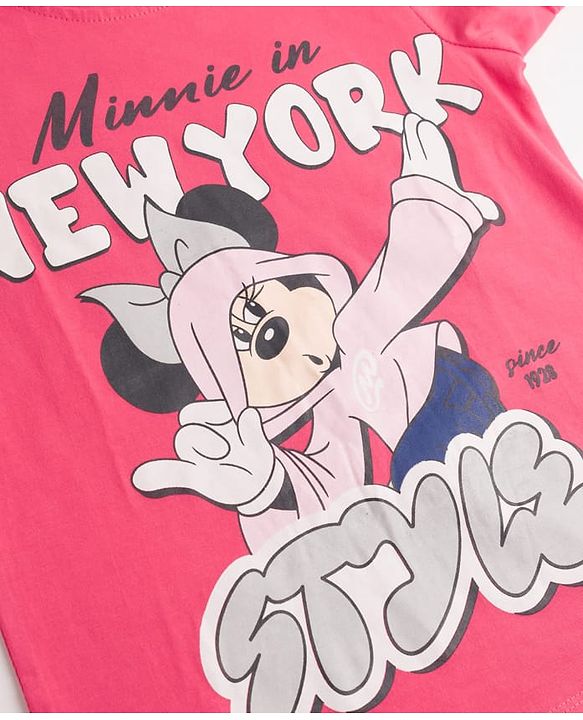 Pine Kids Disney 100% Cotton Knit Half Sleeves T-Shirt & Shorts Night Suit With Minnie Mouse Graphics-Multicolor
