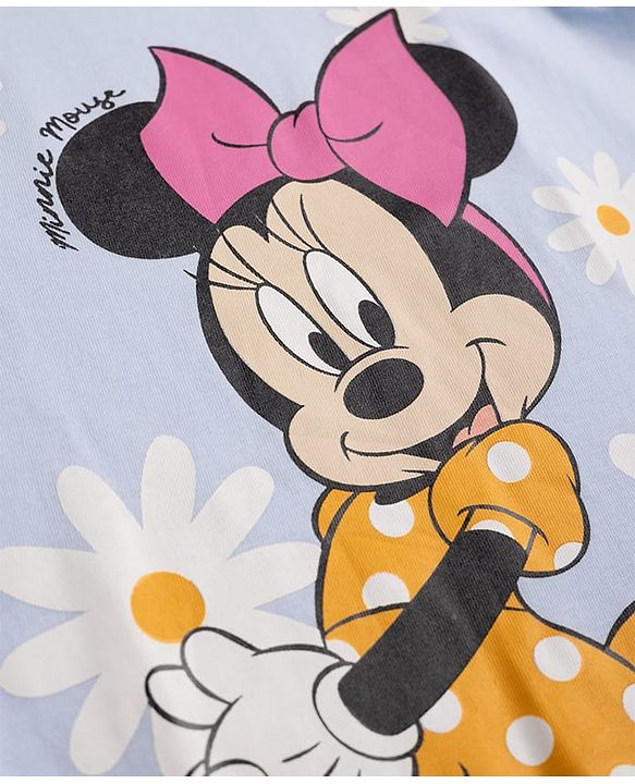 Babyhug Disney Single Jersey Knit Sleeveless T - Shirts with Daisy Duck Minnie Mouse & Floral Print Pack of 2 - Pink & Light  Blue