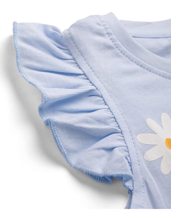 Babyhug Disney Single Jersey Knit Sleeveless T - Shirts with Daisy Duck Minnie Mouse & Floral Print Pack of 2 - Pink & Light  Blue
