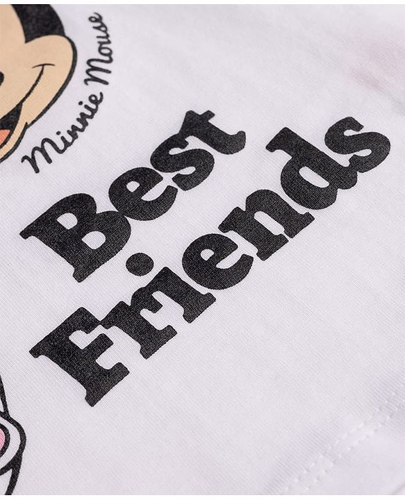 Babyhug Disney Single Jersey Knit Half Sleeves T-Shirt & Shorts  Night Suit with Minnie & Friends Graphics - Multicolour