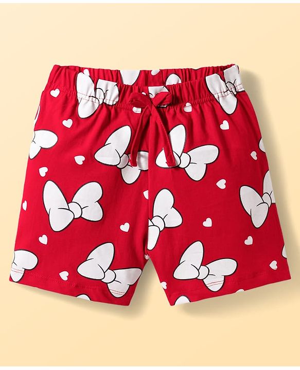 Pine Kids Disney Single Jersey Knit Half Sleeves T-Shirt & Shorts Night Suit With Minnie & Donald Print - Multicolour