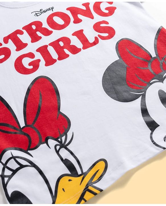 Pine Kids Disney Single Jersey Knit Half Sleeves T-Shirt & Shorts Night Suit With Minnie & Donald Print - Multicolour