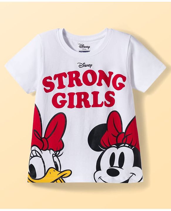 Pine Kids Disney Single Jersey Knit Half Sleeves T-Shirt & Shorts Night Suit With Minnie & Donald Print - Multicolour