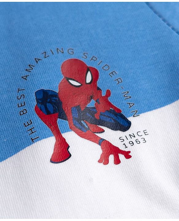 Babyhug Marvel Single Jersey Knit T-Shirt with Spider-Man Graphic Half Sleeves Round Neck Multi Color 6-9 Months