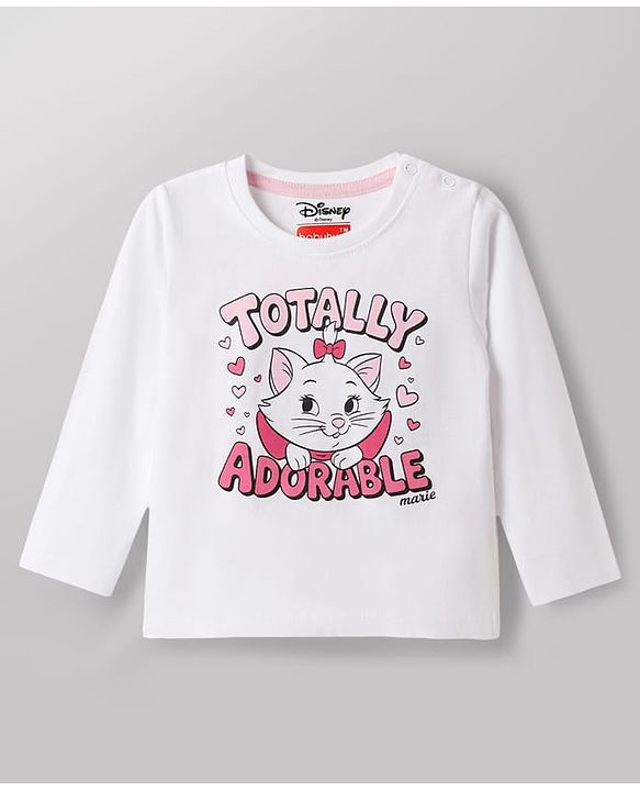 Babyhug Disney Single Jersey Full Sleeves T-Shirt & Pyjama Night Suit With Marie Graphics - Multicolor