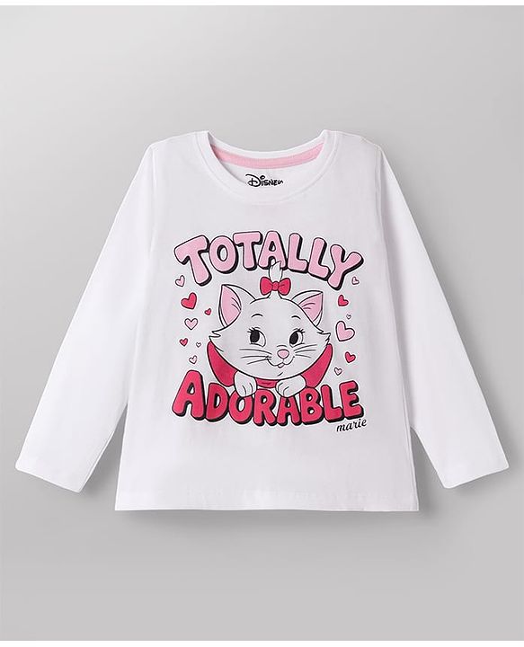 Babyhug Disney Single Jersey Full Sleeves T-Shirt & Pyjama Night Suit With Marie Graphics - Multicolor