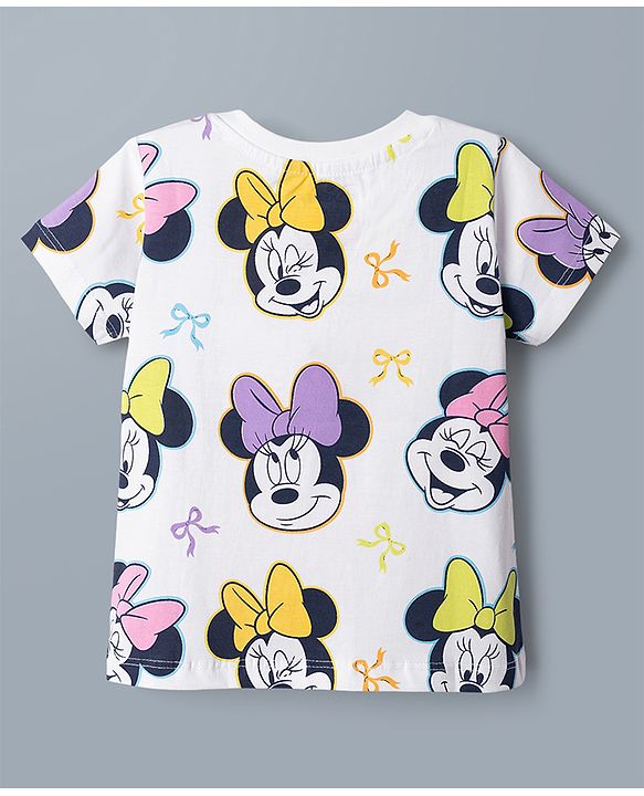 Babyhug Disney Single Jersey Knit Half Sleeves Tshirts With Mickey & Marie Graphic Pack of 2  - White